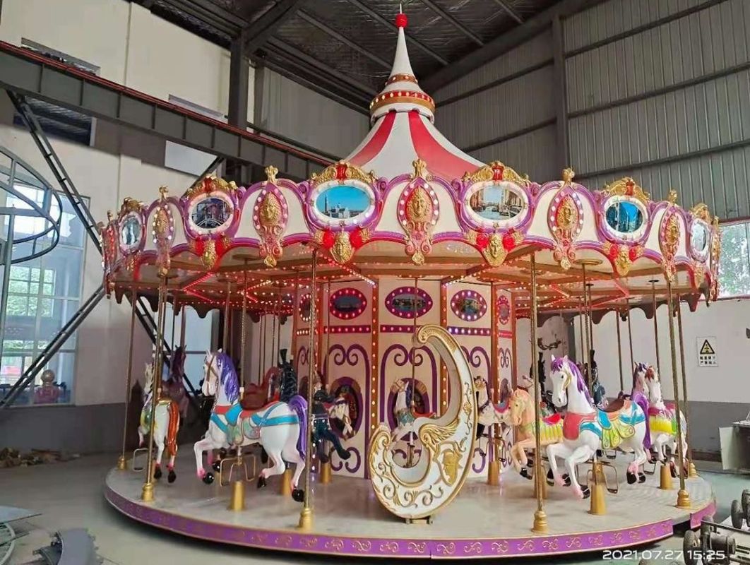 Parque de diversões de luxo Carrossel Parque ao ar livre Passeios para crianças Melhores Passeios de carrossel de 24 lugares