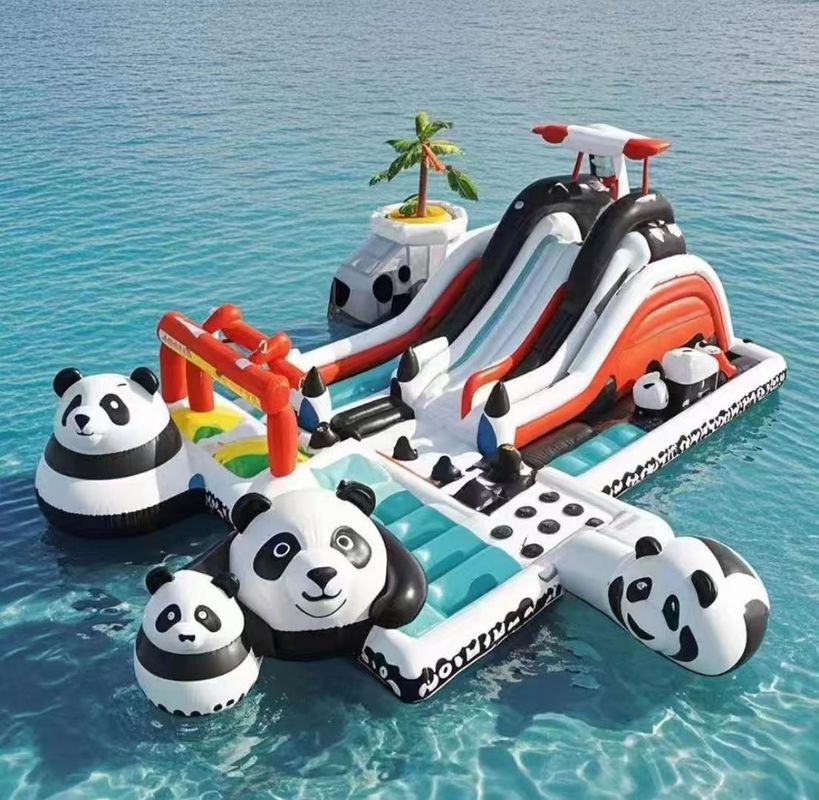 Casa de salto comercial Castelo inflável para crianças Parque aquático Jogo Panda Slide aquático