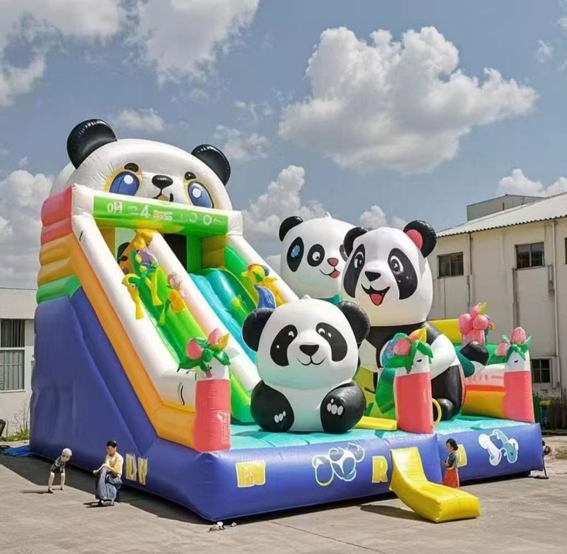Animal Panda Castelo Inflavel Slide de Água Casa de Salto Colorido Castelo de Salto Interior Castelo de Salto Comercial