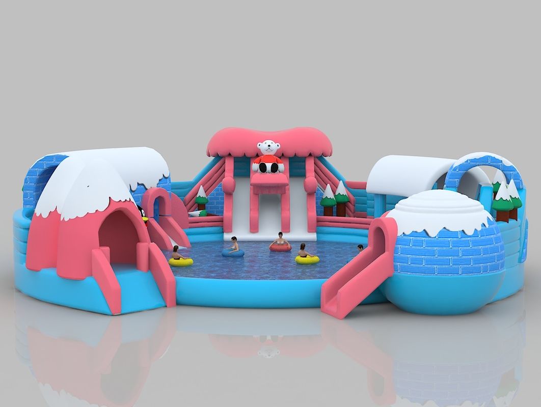 Temática de neve Castelo inflável PVC colorido Salto interior Casa de salto para adultos