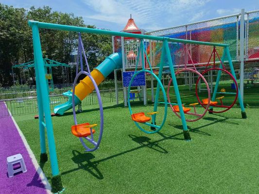 Parque sem energia Crianças de várias pessoas Sesaw Rides Área de jogos ao ar livre Galvanizado tubo Sesaw