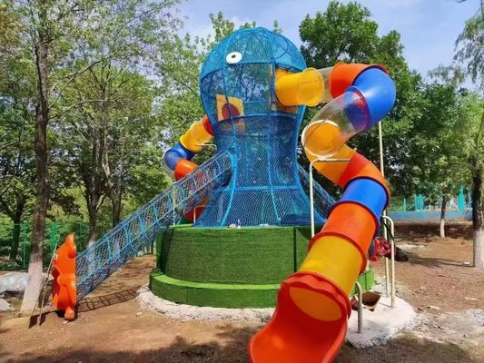 Parque Infantil Colorido ao Ar Livre Maravilhas das Crianças com Tema de Polvo Escorregadores para Crianças